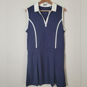 Callaway Sports Dress Large Golf Tennis Pickleball Sleeveless Navy Blue White